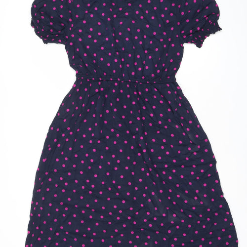 TU Women’s Blue Polka Dot A-Line Knee Length Dress Size 14