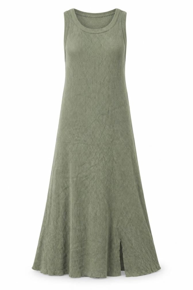 Front view of Pull&Bear Women’s Green Midi Tank Dress, size S, Viscose Blend