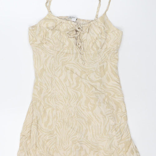 Subdued Women’s Beige Animal Print XS Slip Dress Cotton Linen