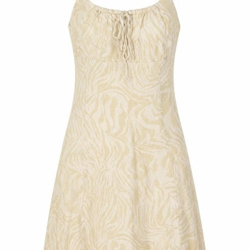 Subdued Women’s Beige Animal Print XS Slip Dress Cotton Linen