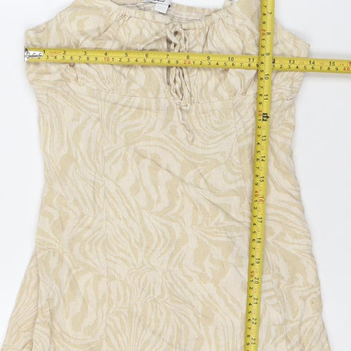Subdued Women’s Beige Animal Print XS Slip Dress Cotton Linen