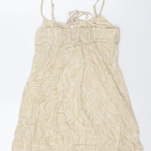 Subdued Women’s Beige Animal Print XS Slip Dress Cotton Linen