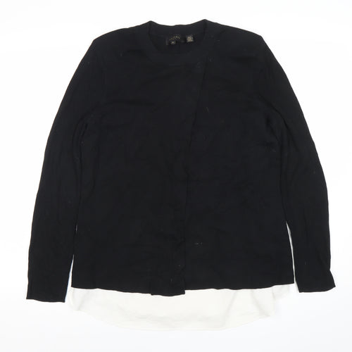 Ted Baker Womens Black Jumper Size 12 Cotton Blend Crew Neck