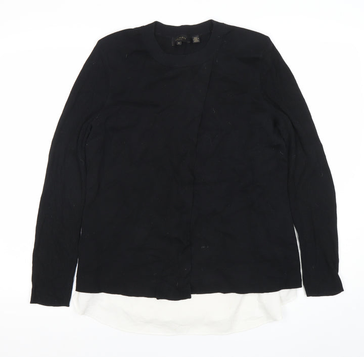 Ted Baker Womens Black Jumper Size 12 Cotton Blend Crew Neck