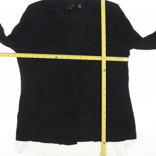 Ted Baker Womens Black Jumper Size 12 Cotton Blend Crew Neck