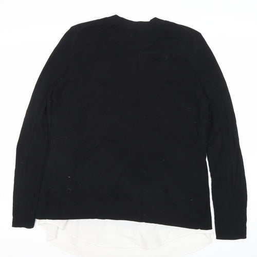 Ted Baker Womens Black Jumper Size 12 Cotton Blend Crew Neck