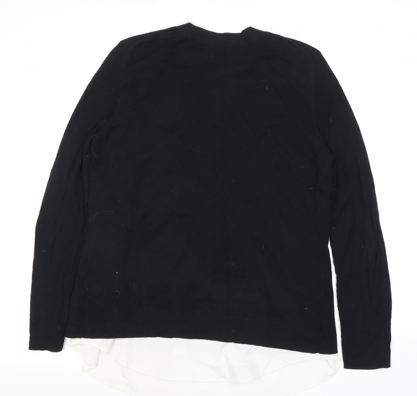 Ted Baker Womens Black Jumper Size 12 Cotton Blend Crew Neck