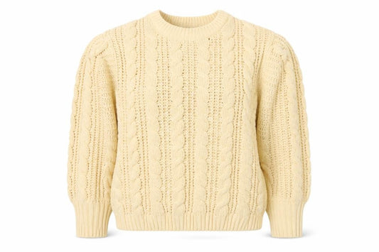 Front view of Primark Women’s Beige Cable-Knit jumper, size S
