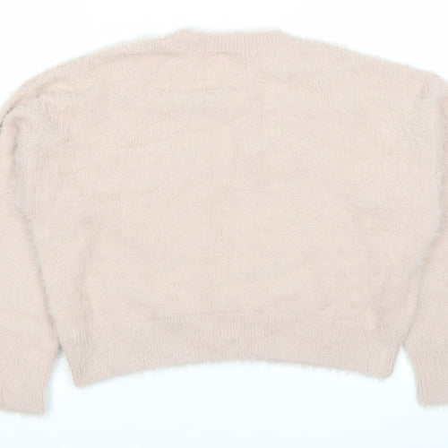 H&M Divided Women’s Pink Crew Neck Cable Knit Pullover Jumper Size S