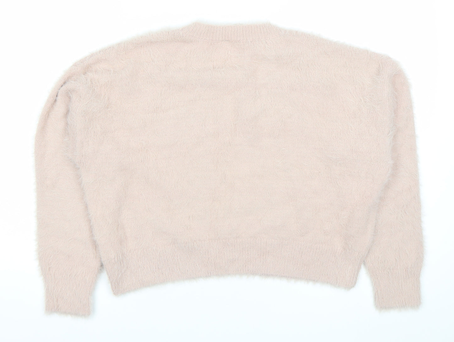 H&M Divided Women’s Pink Crew Neck Cable Knit Pullover Jumper Size S