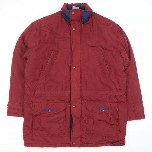 Premier Man Men’s Red Parka Jacket Size M Polyester Cotton