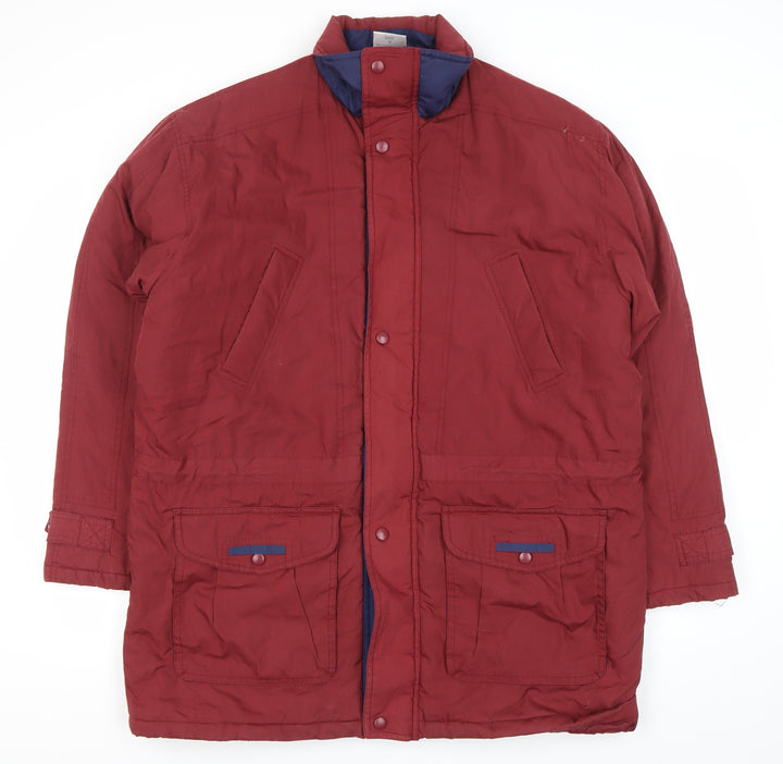 Premier Man Men’s Red Parka Jacket Size M Polyester Cotton