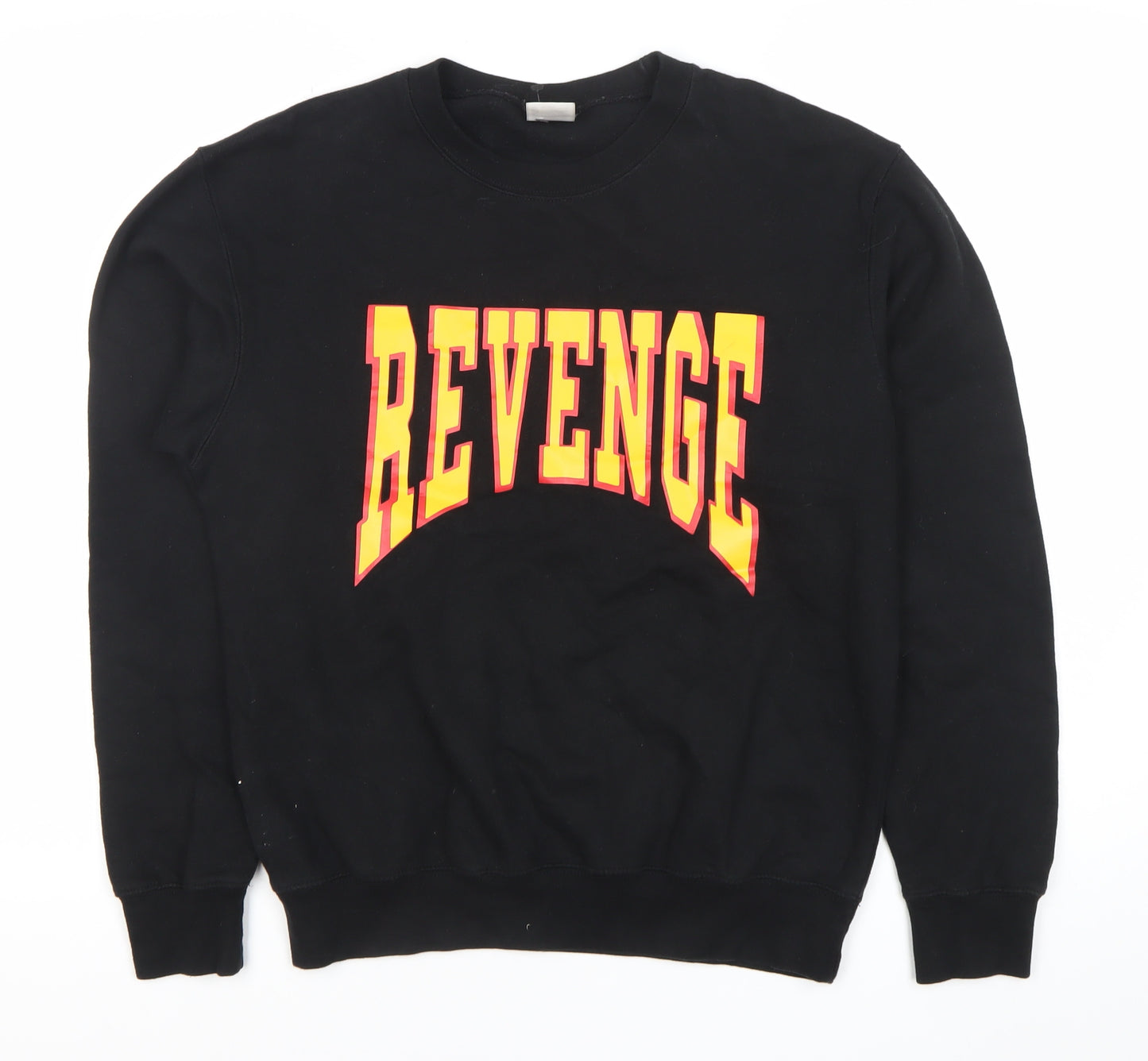 Famona Mens Black Small Pullover Sweatshirt Crew Neck Graphic Logo
