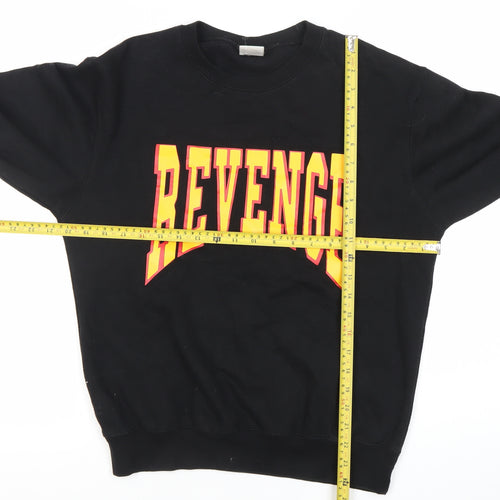 Famona Mens Black Small Pullover Sweatshirt Crew Neck Graphic Logo