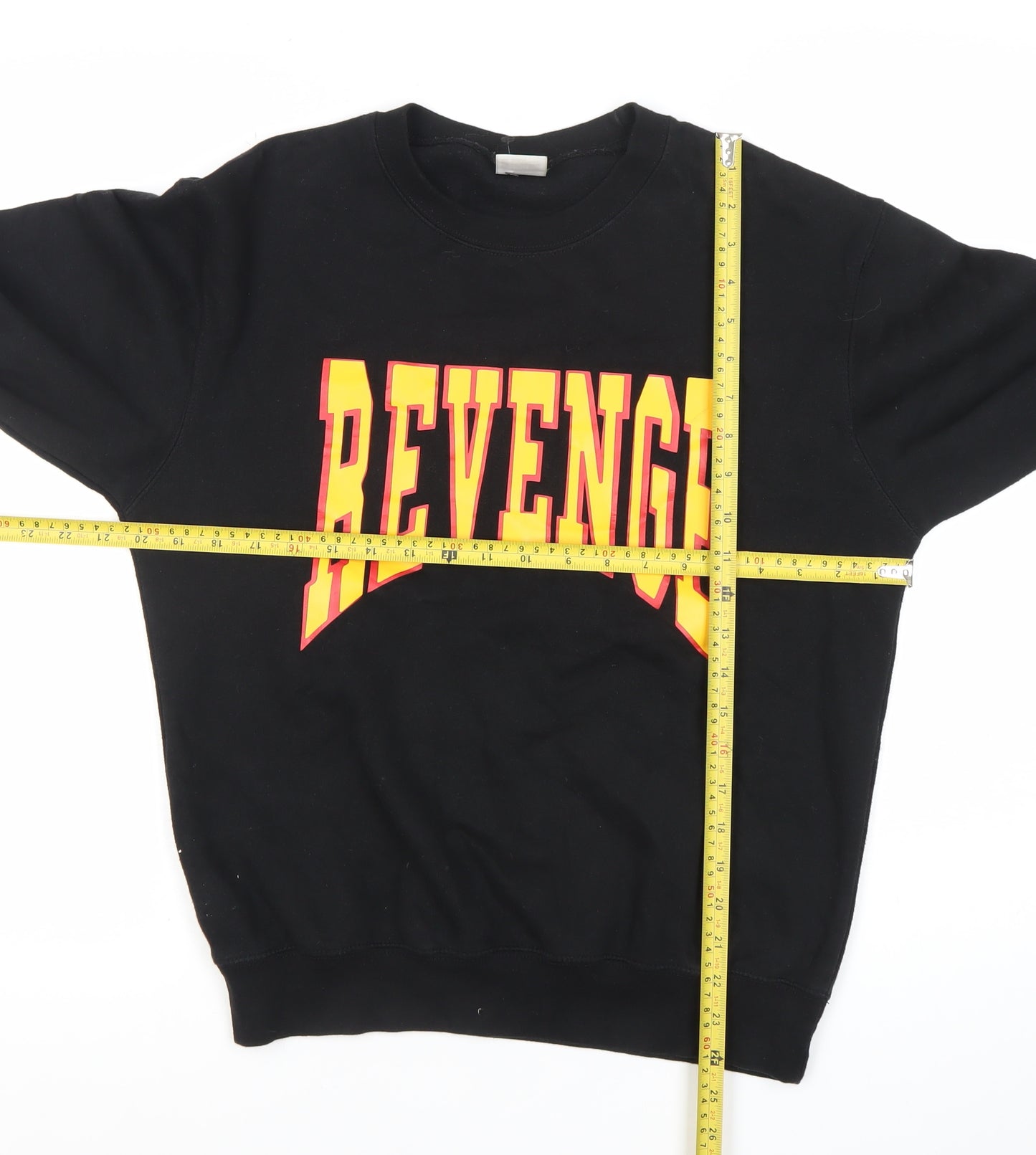 Famona Mens Black Small Pullover Sweatshirt Crew Neck Graphic Logo