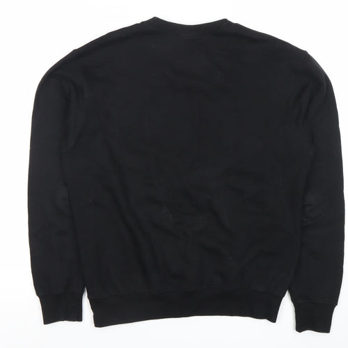 Famona Mens Black Small Pullover Sweatshirt Crew Neck Graphic Logo