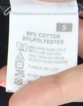 Famona Mens Black Small Pullover Sweatshirt Crew Neck Graphic Logo