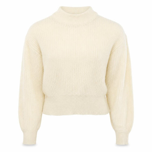 Brave Soul Women’s Ivory Chunky Knit Pullover Jumper S Mock Neck