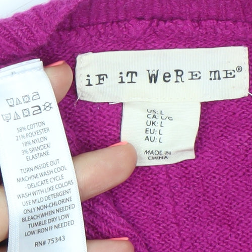 If It Were Me Womens Pink L Pullover Crew Knit Jumper