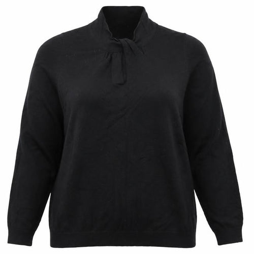 Marks and Spencer Women Black Size 14 Long Sleeve Tie Neck Blouse