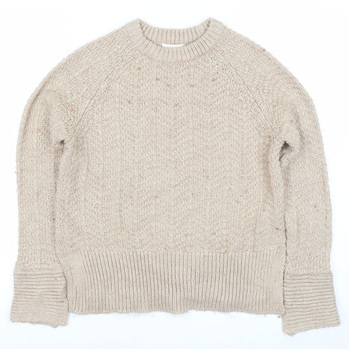 H&M Womens Beige Chunky Knit Wool Blend Pullover Jumper XS
