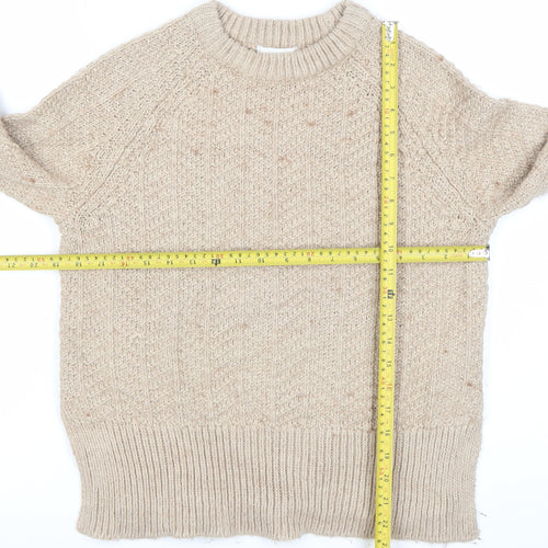 H&M Womens Beige Chunky Knit Wool Blend Pullover Jumper XS