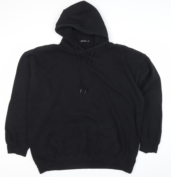 Boohoo Womens Black XL Pullover Hoodie DSGN Studio Graphic Print