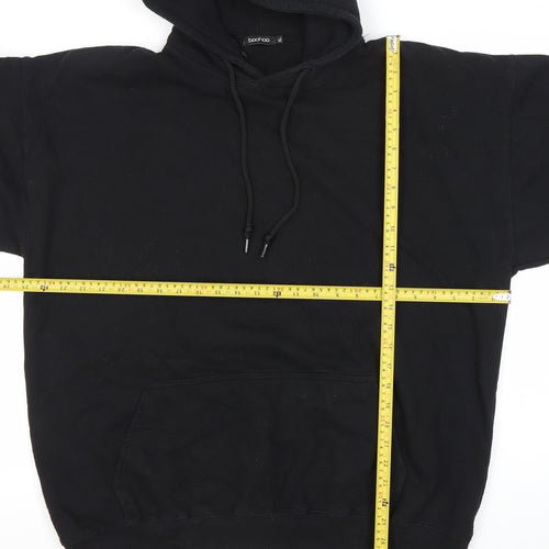 Boohoo Womens Black XL Pullover Hoodie DSGN Studio Graphic Print