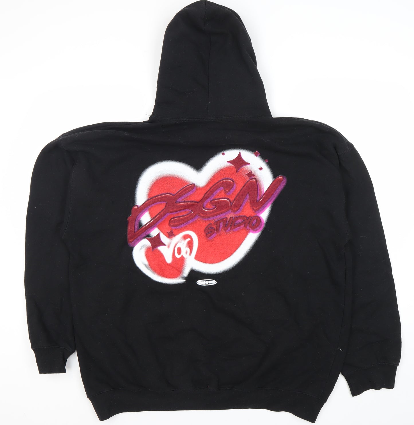 Boohoo Womens Black XL Pullover Hoodie DSGN Studio Graphic Print