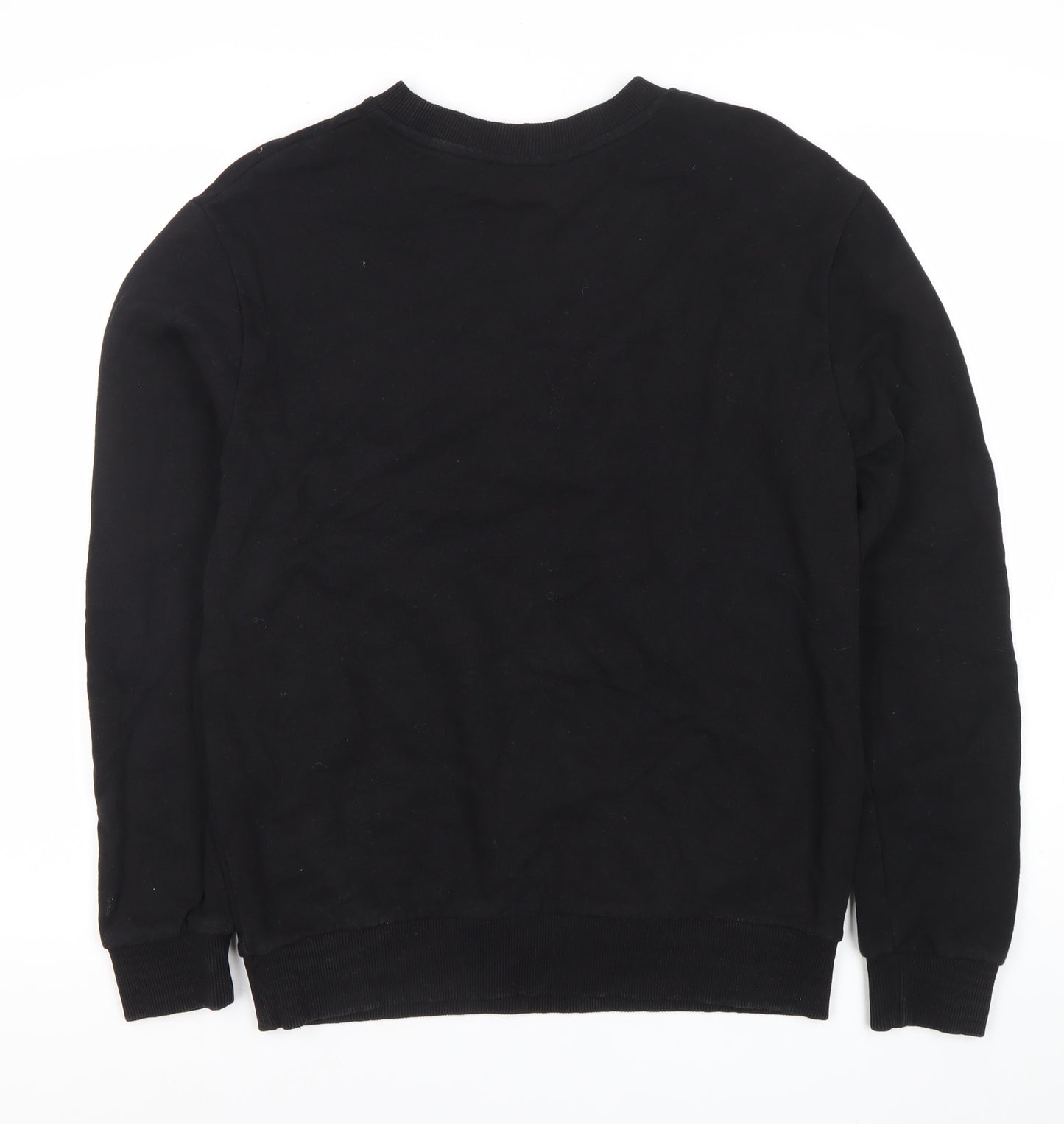 Primark Men’s Black Medium Crew Neck Pullover Sweatshirt Logo Stripe