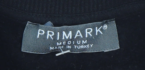 Primark Men’s Black Medium Crew Neck Pullover Sweatshirt Logo Stripe