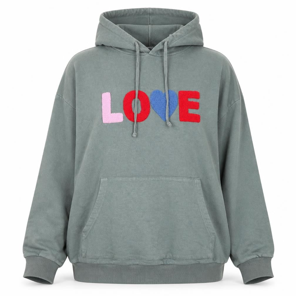 TU Women’s Green Pullover Hoodie Size 16 Love Logo Cotton Blend