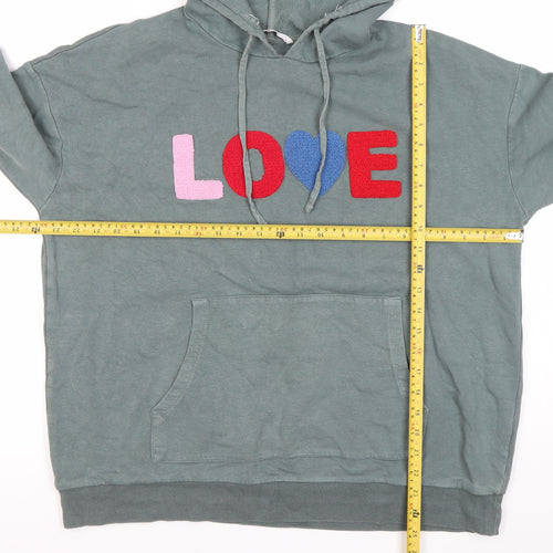 TU Women’s Green Pullover Hoodie Size 16 Love Logo Cotton Blend
