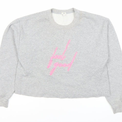River Island Women’s Grey Embroidered Pullover Sweatshirt Size S
