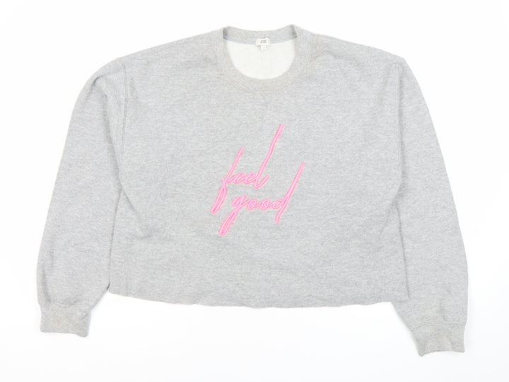 River Island Women’s Grey Embroidered Pullover Sweatshirt Size S