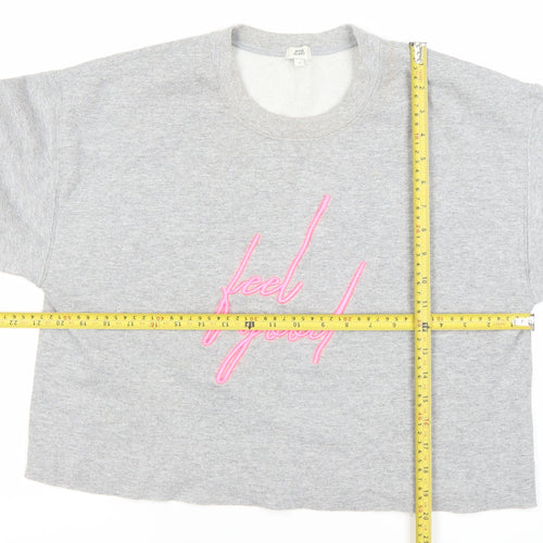 River Island Women’s Grey Embroidered Pullover Sweatshirt Size S