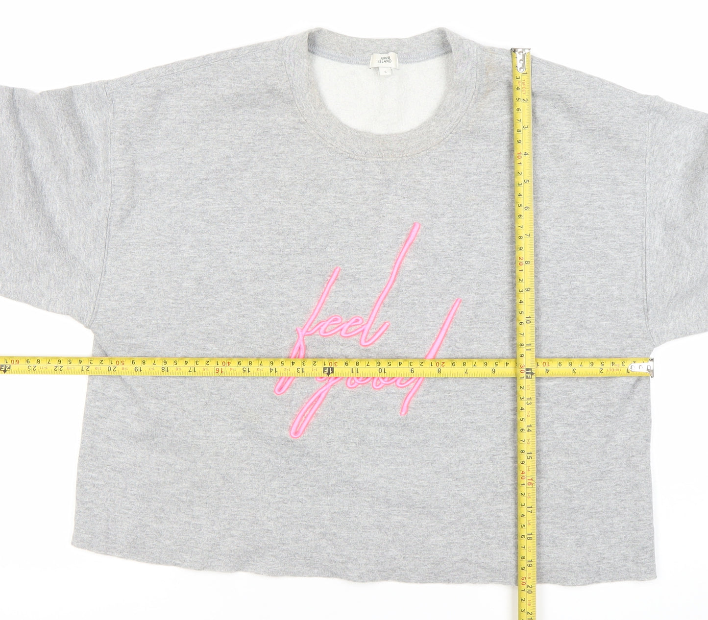 River Island Women’s Grey Embroidered Pullover Sweatshirt Size S