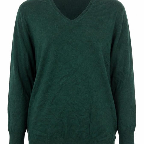 Mango Women’s Green V-Neck Long Sleeve Pullover Jumper Size S