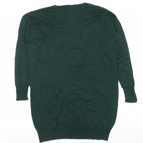 Mango Women’s Green V-Neck Long Sleeve Pullover Jumper Size S