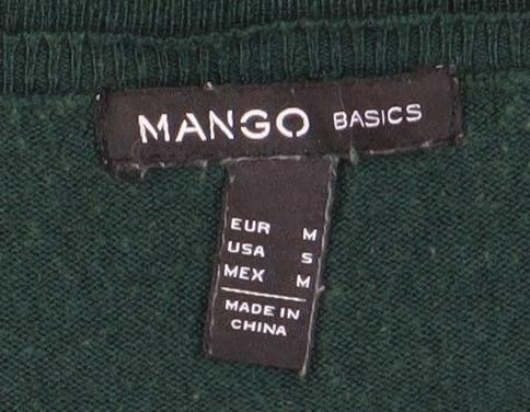 Mango Women’s Green V-Neck Long Sleeve Pullover Jumper Size S