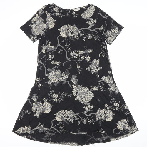 Fat Face Womens Black Floral Shift Dress Size 8 Short Sleeve