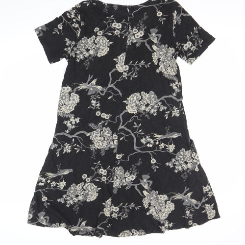 Fat Face Womens Black Floral Shift Dress Size 8 Short Sleeve