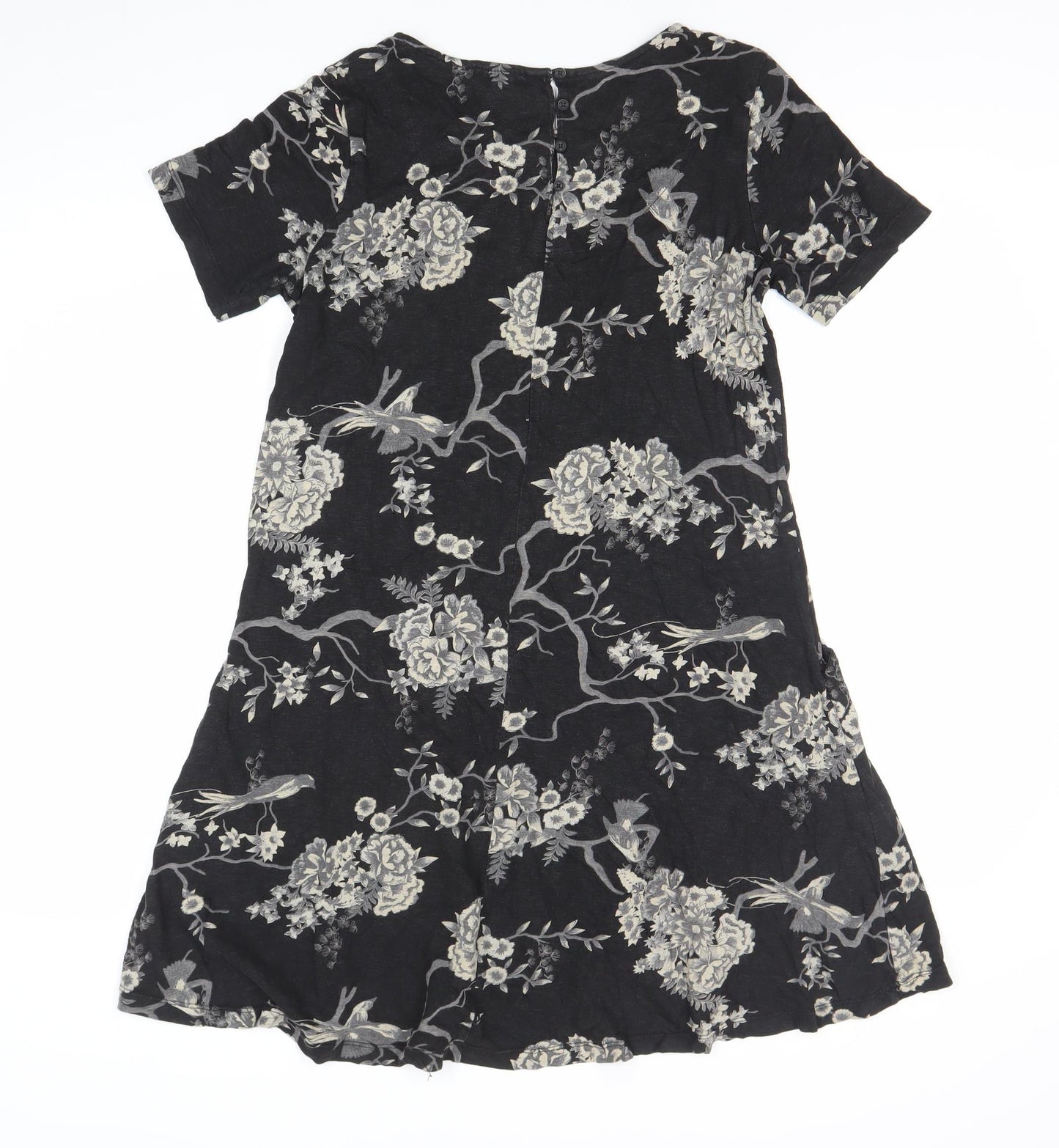 Fat Face Womens Black Floral Shift Dress Size 8 Short Sleeve