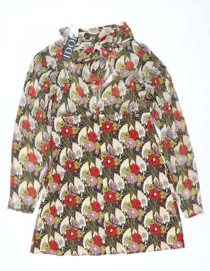 Topshop Women’s Multicoloured Floral Shift Dress Size 8