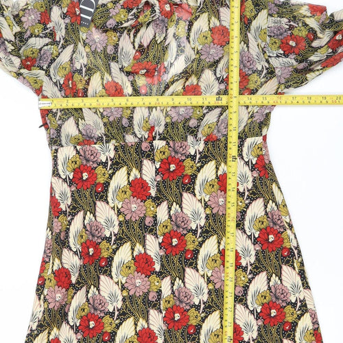 Topshop Women’s Multicoloured Floral Shift Dress Size 8