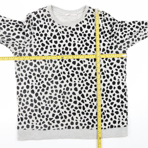 Tu Women Grey Animal Print Sweatshirt Size 14 Pullover Crew Neck