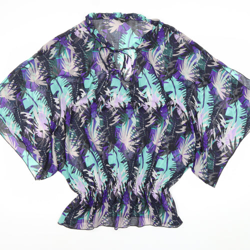 Papaya Womens Multicoloured Sheer Chiffon Blouse Size 12 Kimono Sleeve