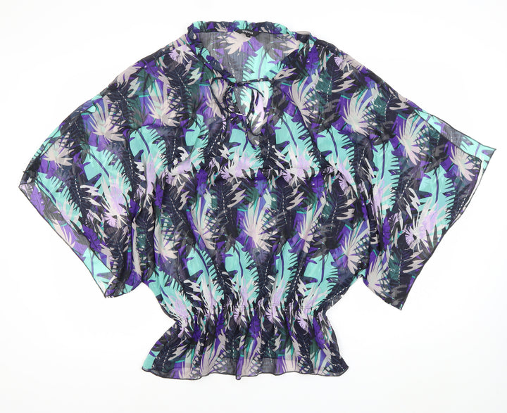 Papaya Womens Multicoloured Sheer Chiffon Blouse Size 12 Kimono Sleeve