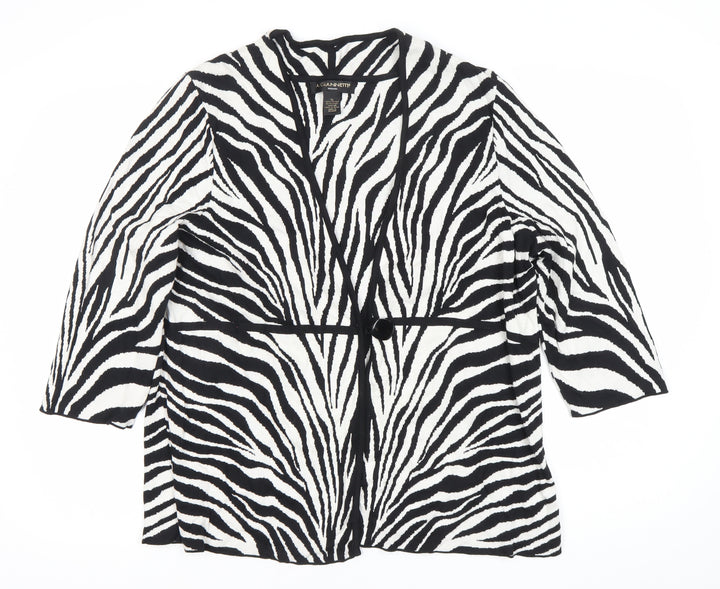 A. Giannetti Women’s 2XL Black White Zebra Print Cotton Cardigan