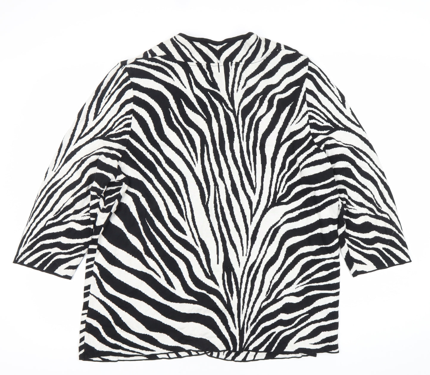 A. Giannetti Women’s 2XL Black White Zebra Print Cotton Cardigan